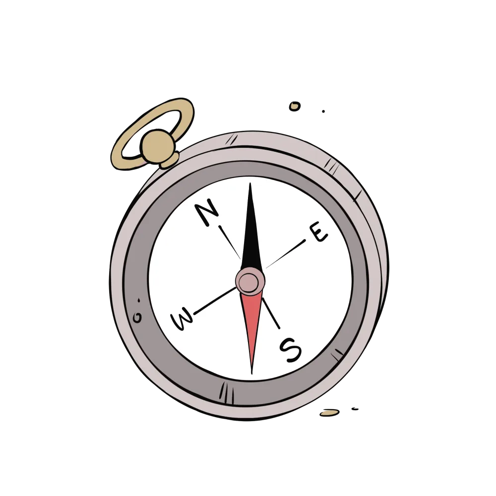 Hand-drawn illustration of the Compass card